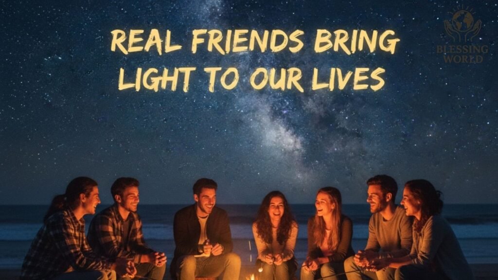 Friends smiling and sharing blessings of joy