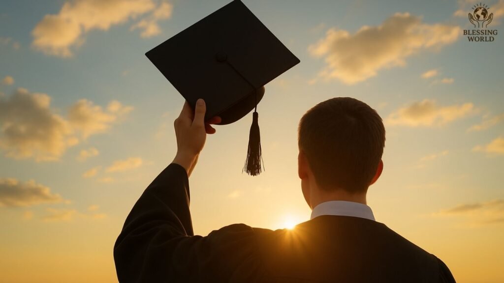 Success and Career Blessings – graduate looking toward the future.”