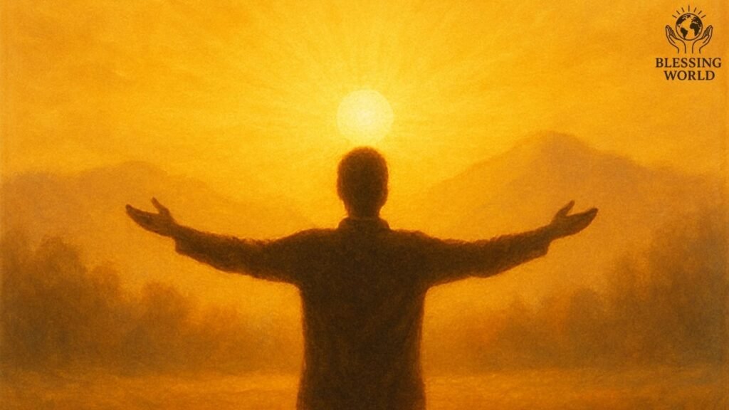 Morning prayer symbolizing faith, peace, and blessings.